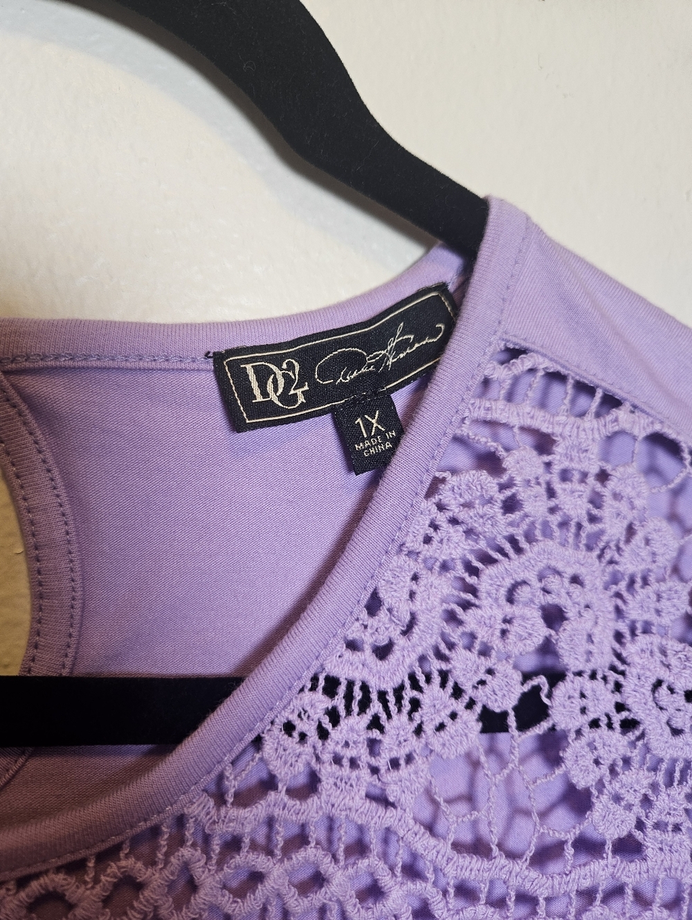 Diane Gilman Dg2 Lace Sleeve Top Lilac Size 1x New Bell Sleeve Relaxed Fit - Picture 5 of 11